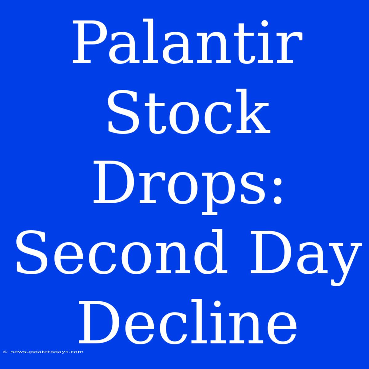 Palantir Stock Drops: Second Day Decline