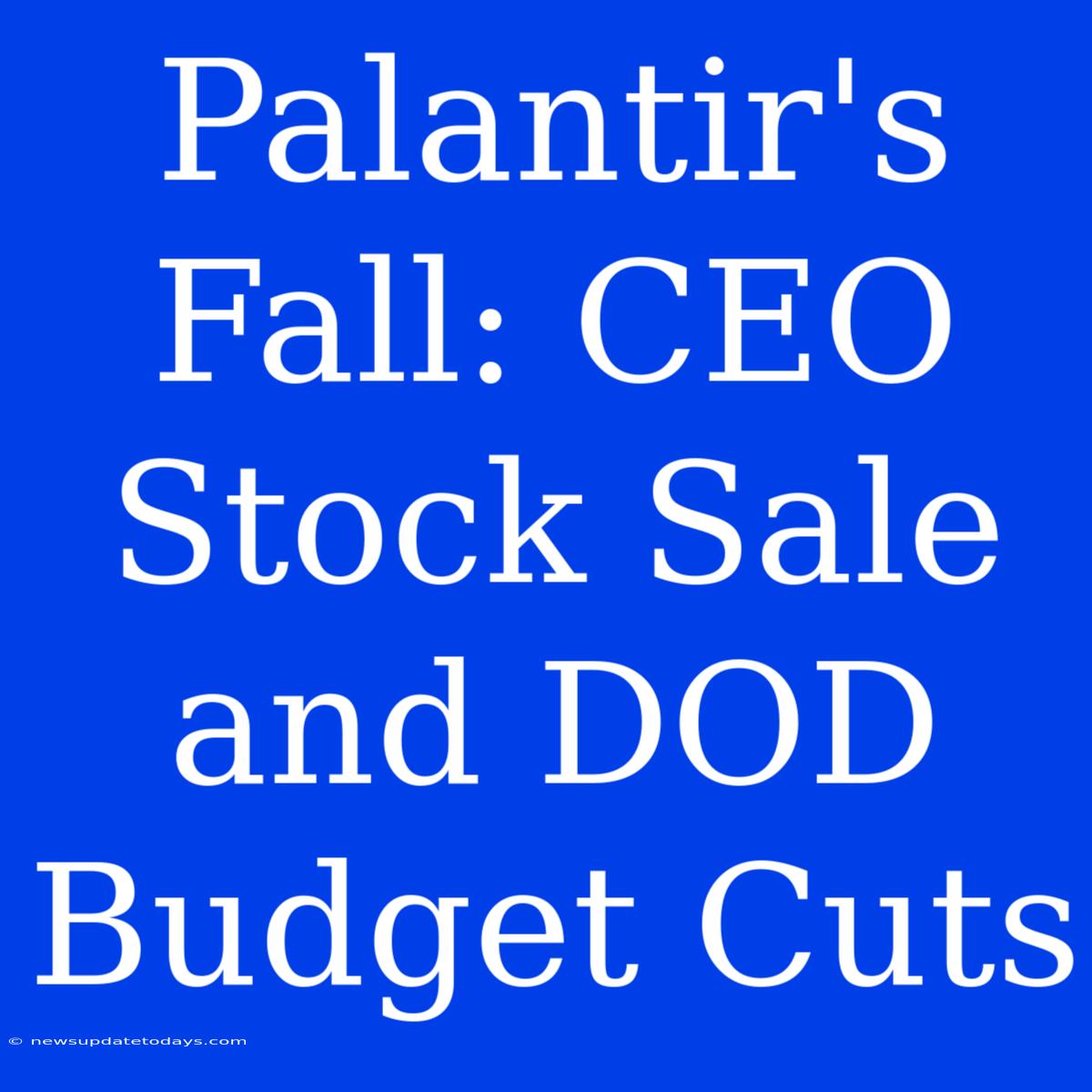 Palantir's Fall: CEO Stock Sale And DOD Budget Cuts