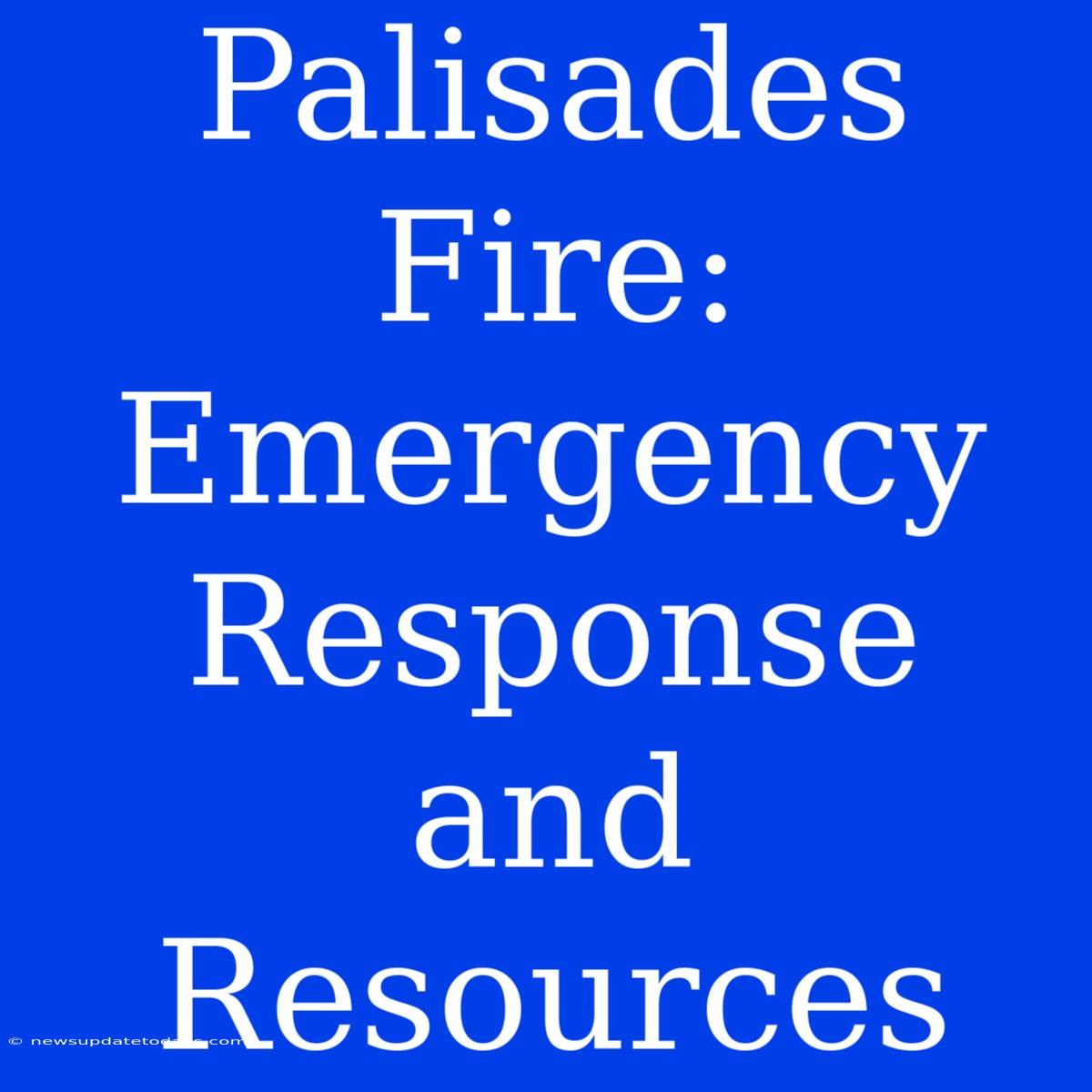 Palisades Fire: Emergency Response And Resources