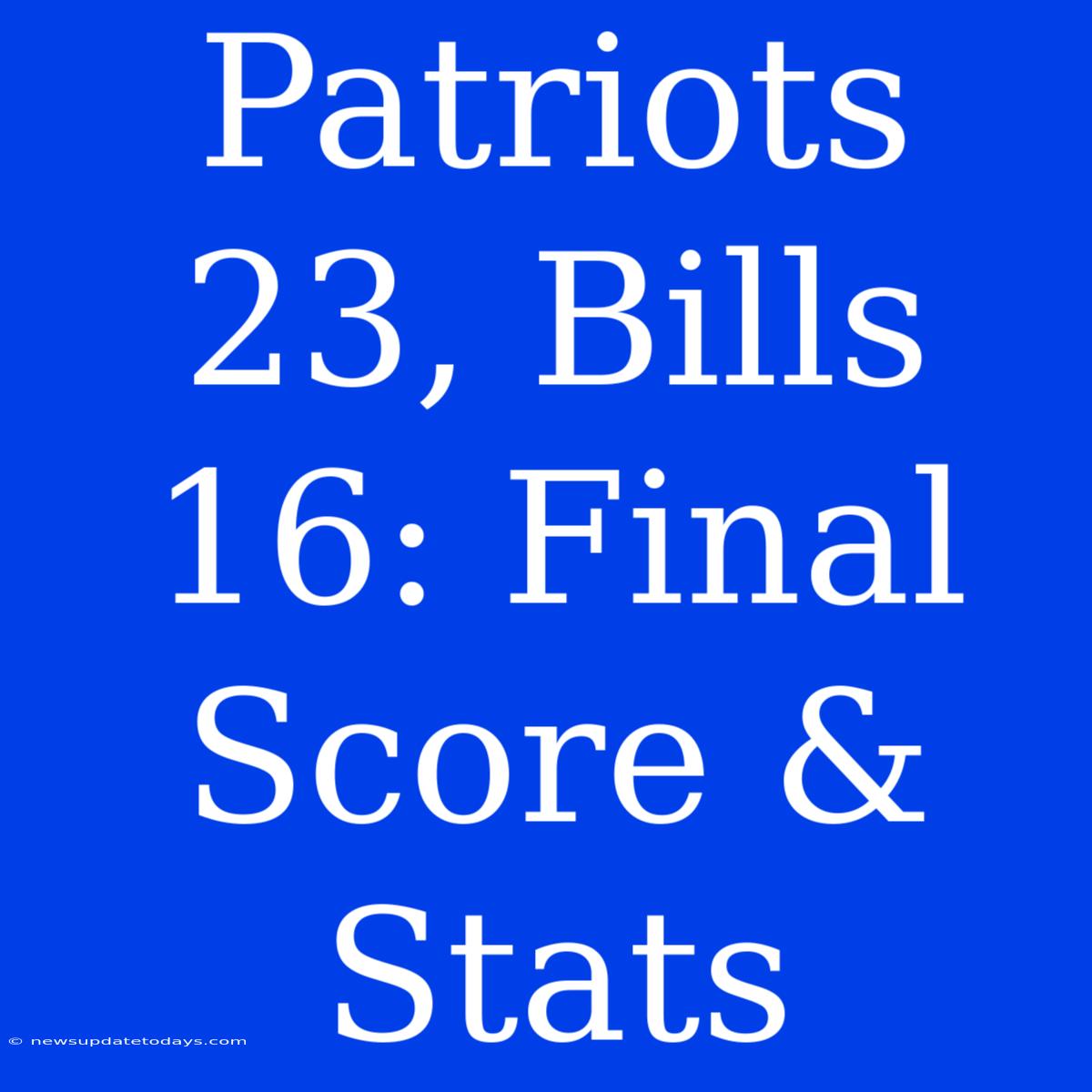 Patriots 23, Bills 16: Final Score & Stats