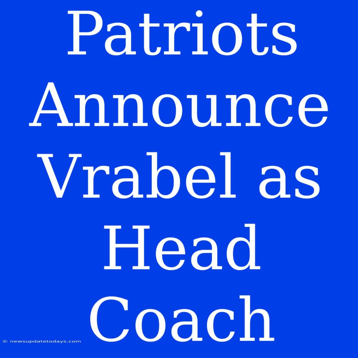 Patriots Announce Vrabel As Head Coach