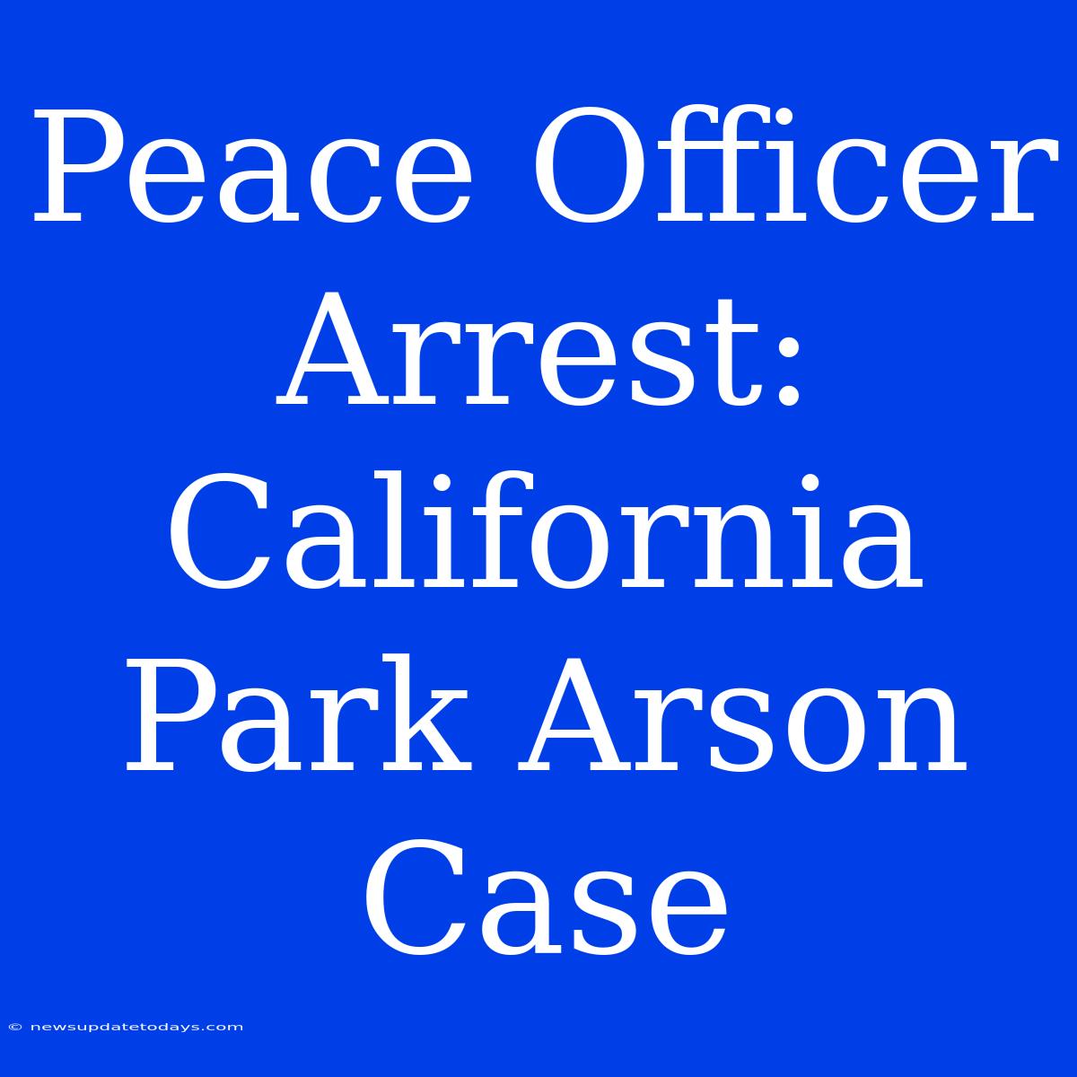 Peace Officer Arrest: California Park Arson Case