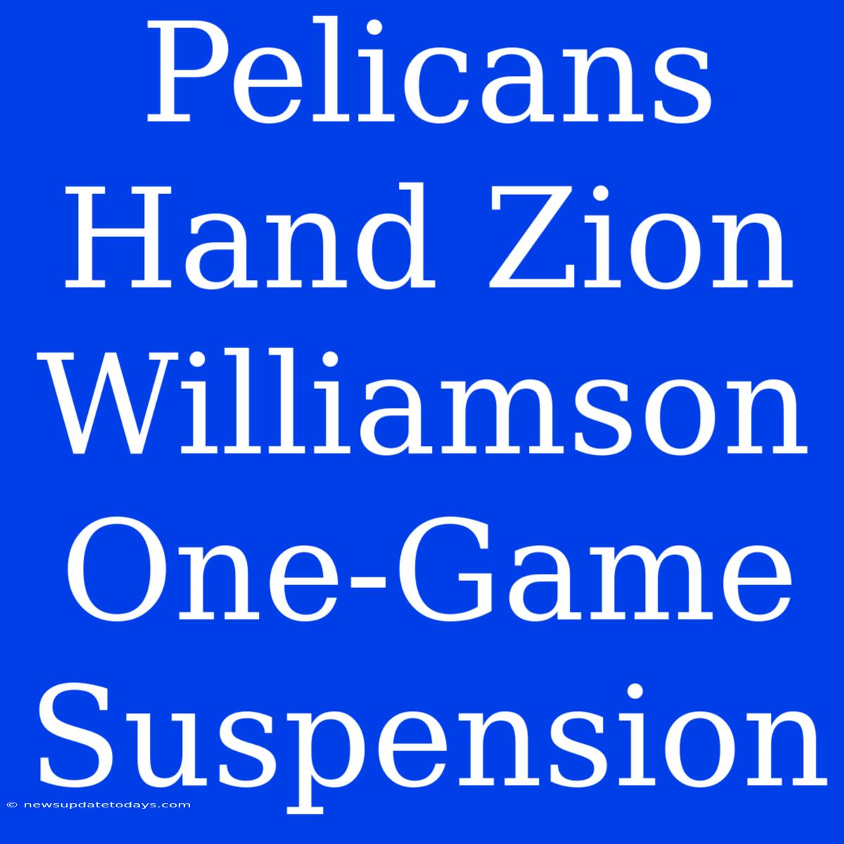 Pelicans Hand Zion Williamson One-Game Suspension