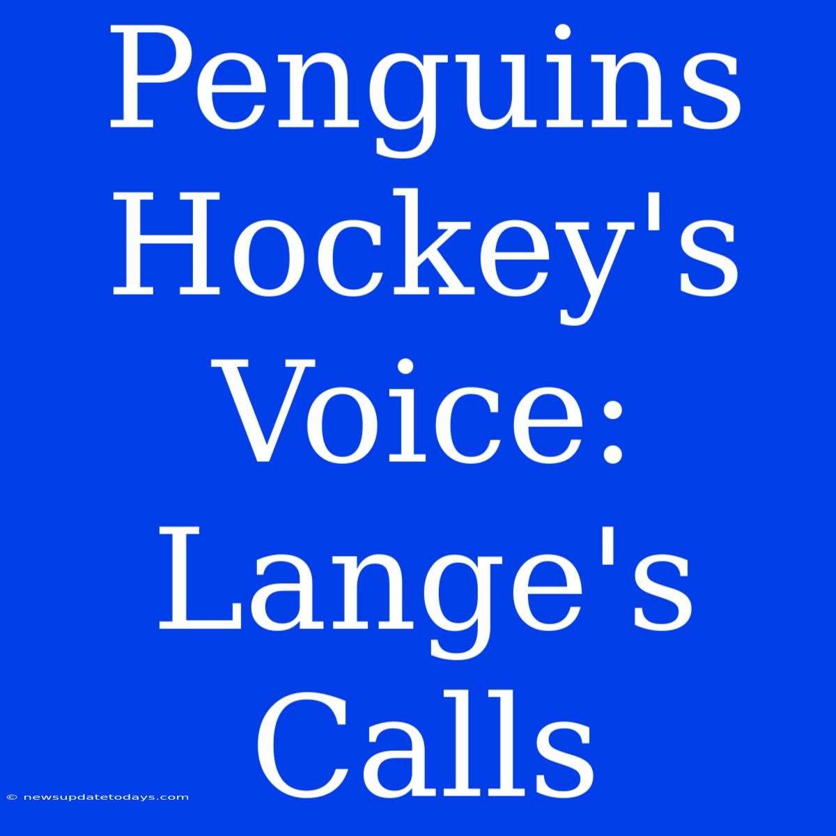 Penguins Hockey's Voice: Lange's Calls