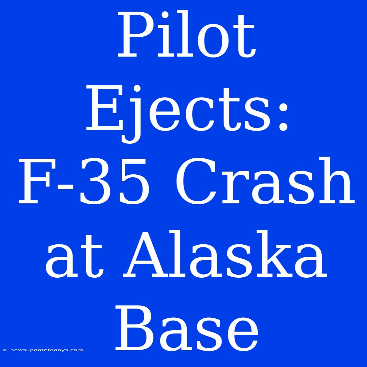 Pilot Ejects: F-35 Crash At Alaska Base