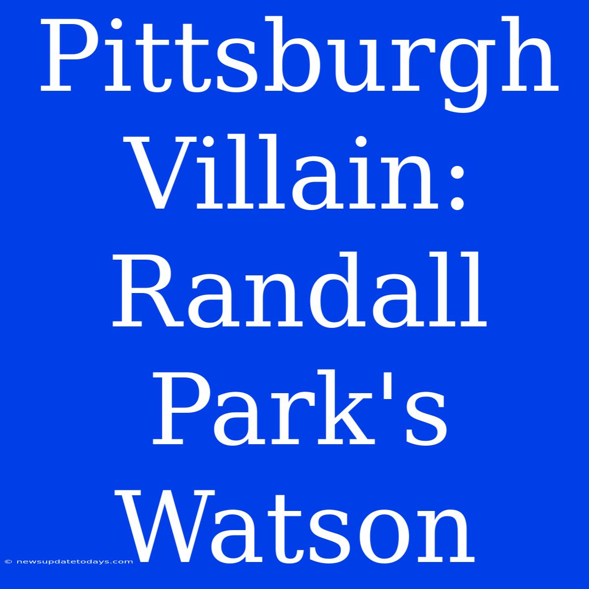 Pittsburgh Villain: Randall Park's Watson