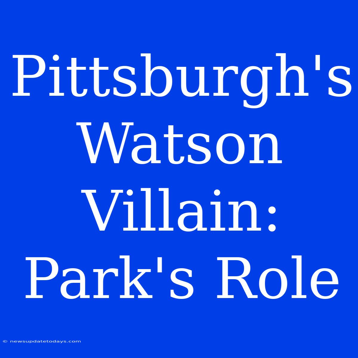 Pittsburgh's Watson Villain: Park's Role