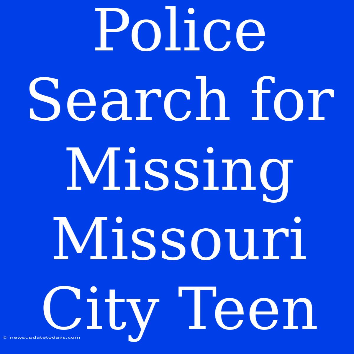 Police Search For Missing Missouri City Teen