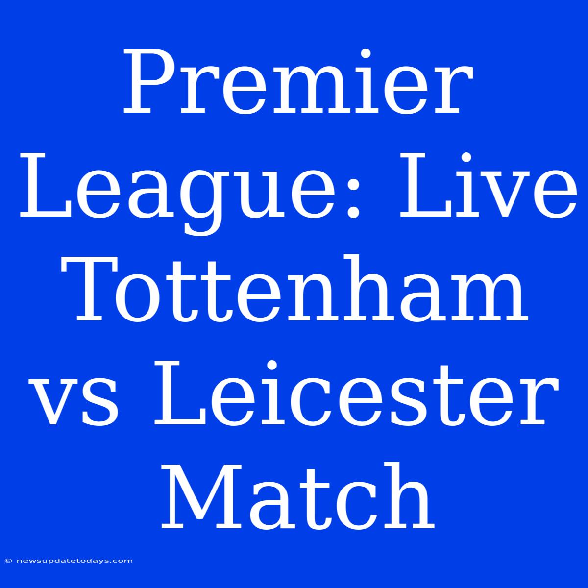 Premier League: Live Tottenham Vs Leicester Match