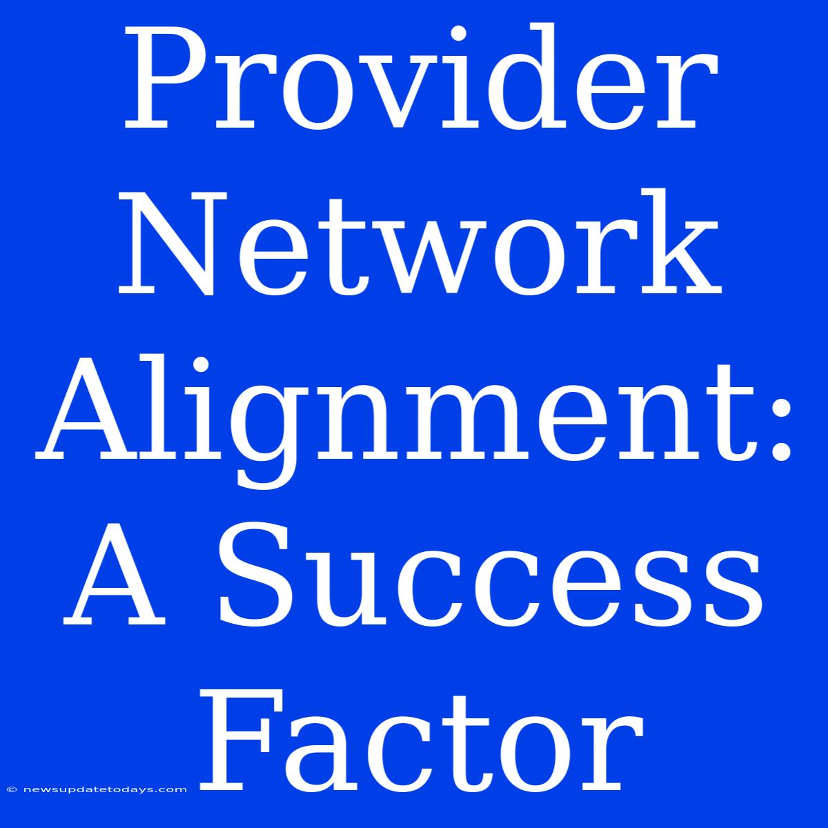 Provider Network Alignment: A Success Factor