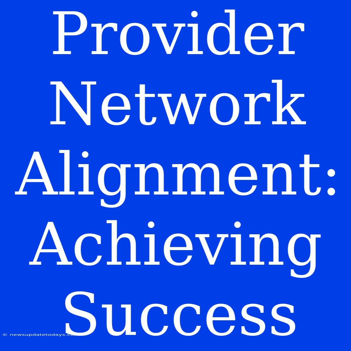 Provider Network Alignment: Achieving Success