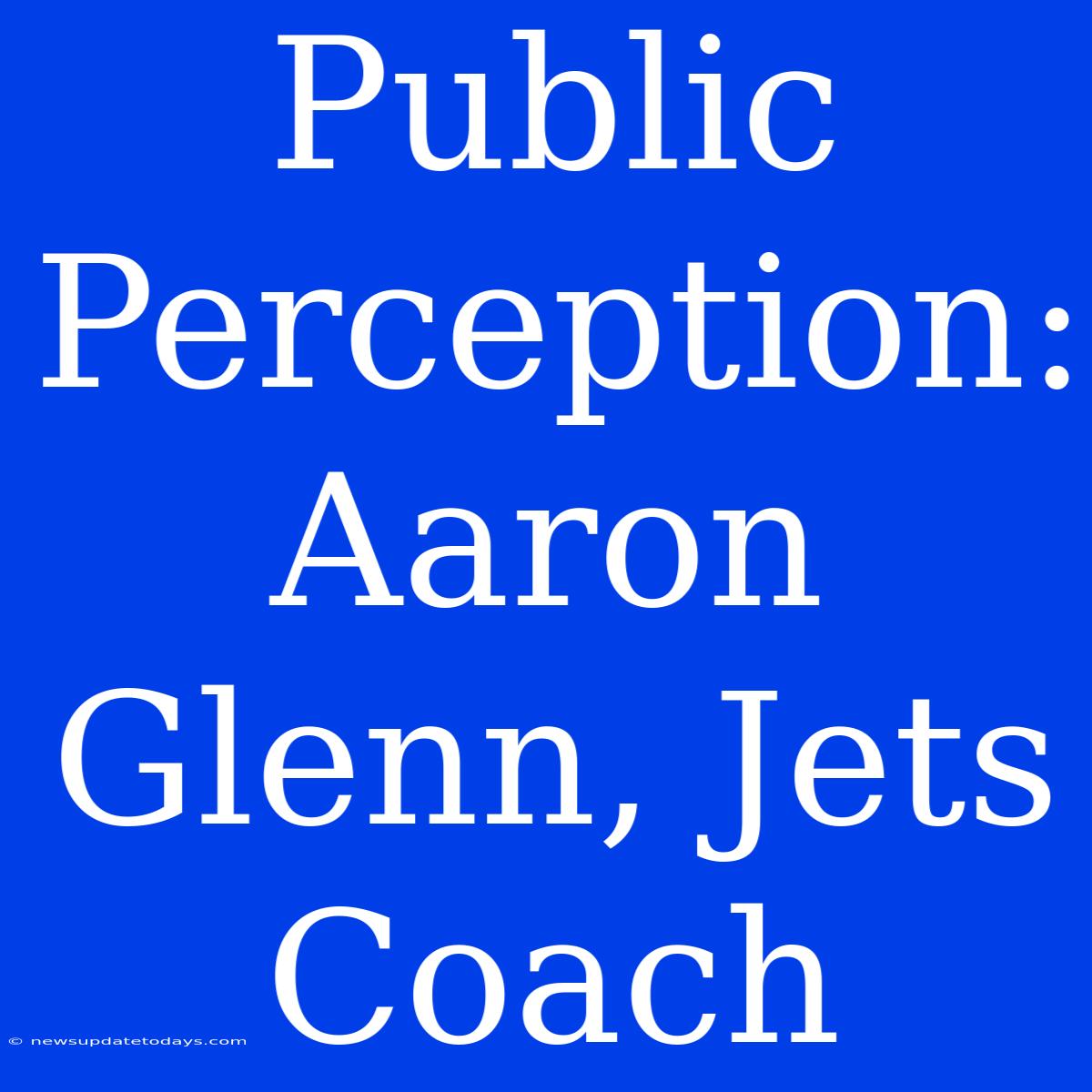 Public Perception: Aaron Glenn, Jets Coach