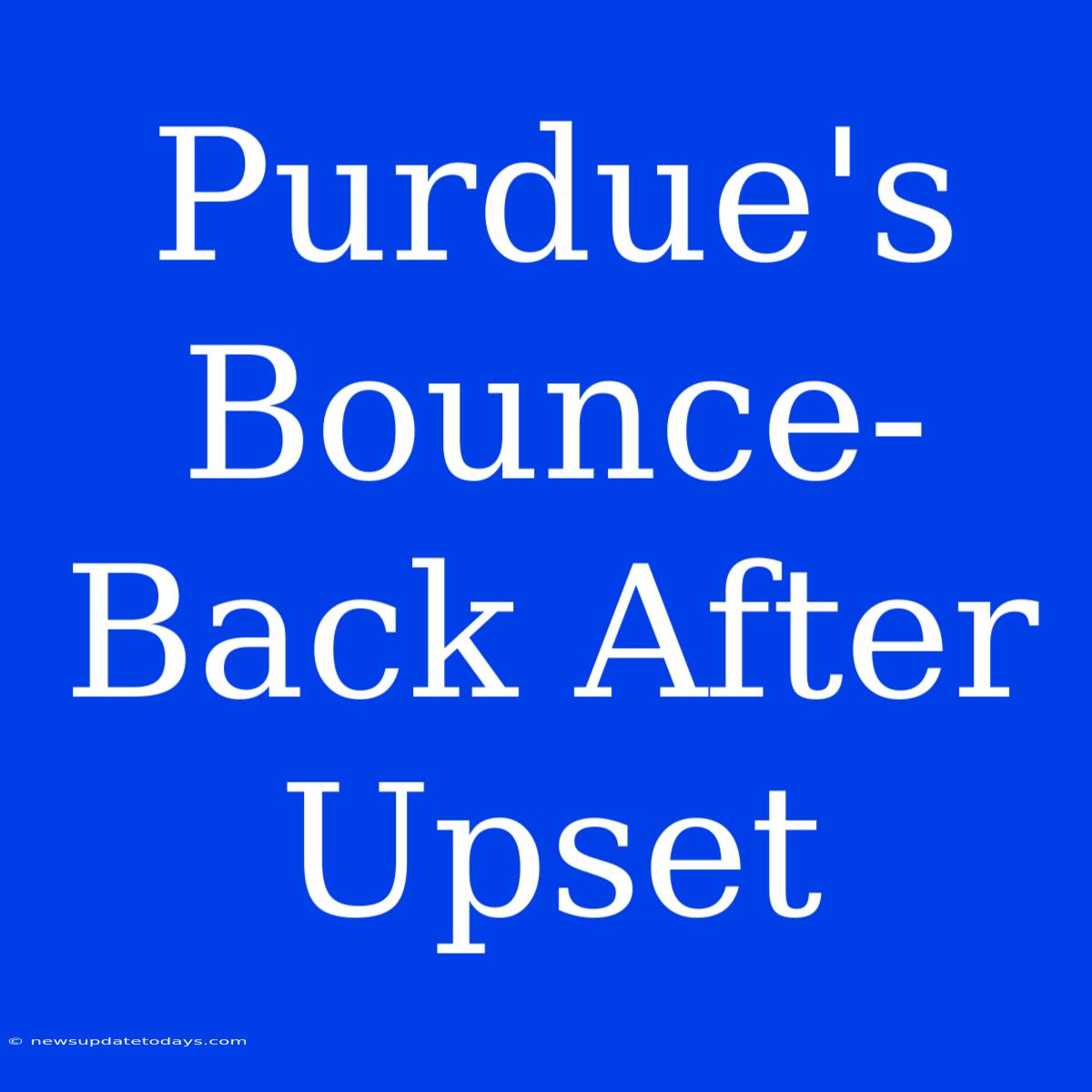 Purdue's Bounce-Back After Upset