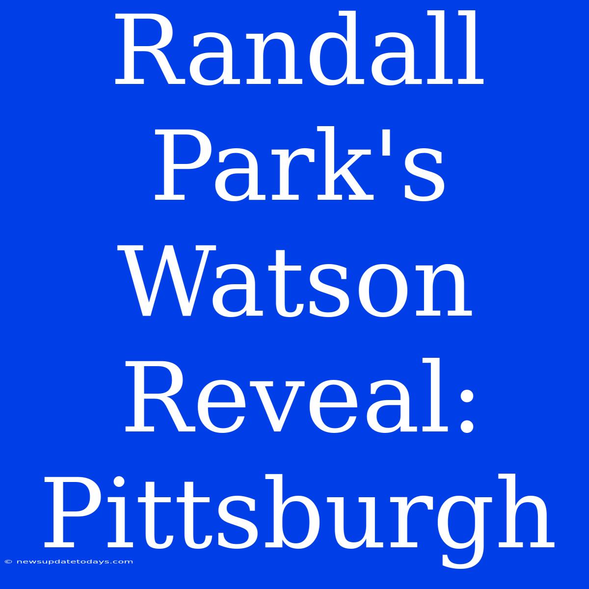 Randall Park's Watson Reveal: Pittsburgh