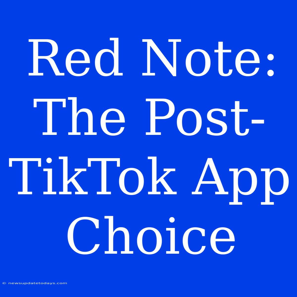 Red Note:  The Post-TikTok App Choice