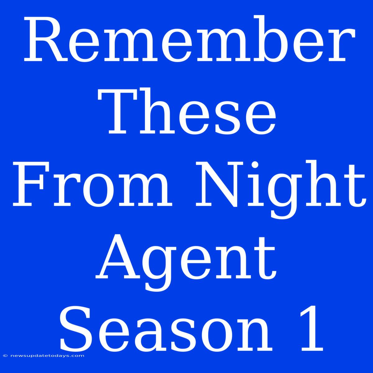 Remember These From Night Agent Season 1