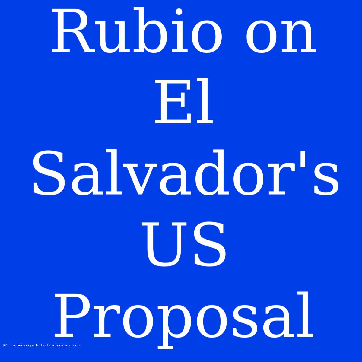 Rubio On El Salvador's US Proposal