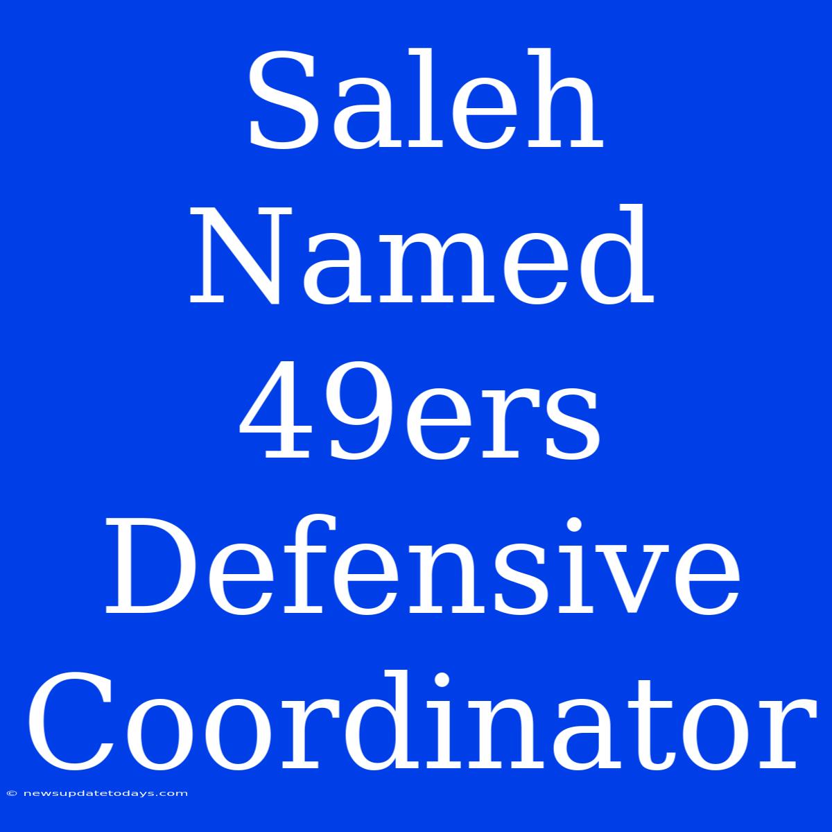 Saleh Named 49ers Defensive Coordinator