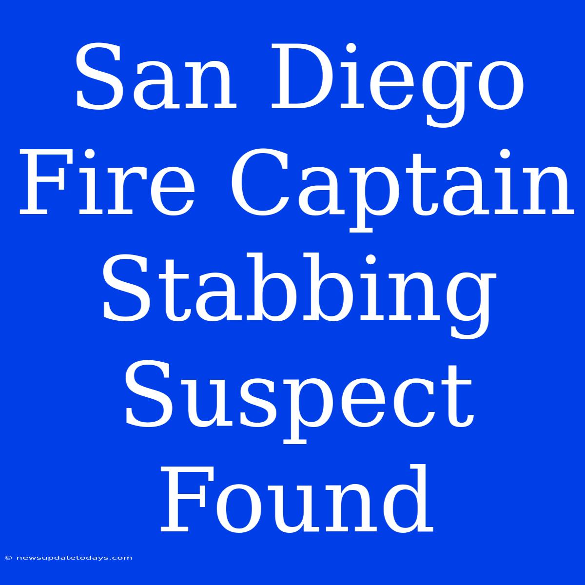 San Diego Fire Captain Stabbing Suspect Found