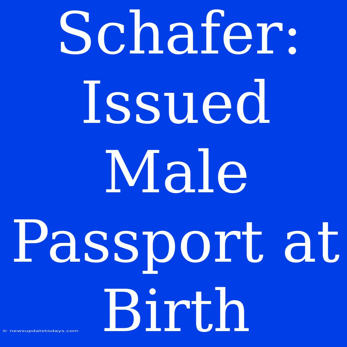 Schafer: Issued Male Passport At Birth