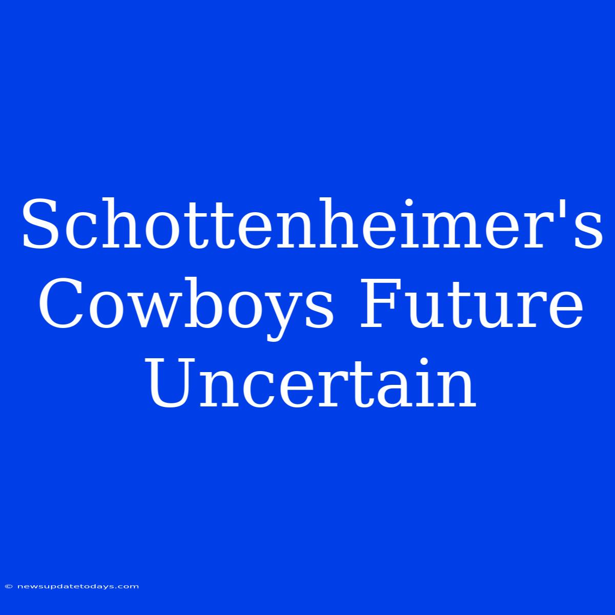 Schottenheimer's Cowboys Future Uncertain