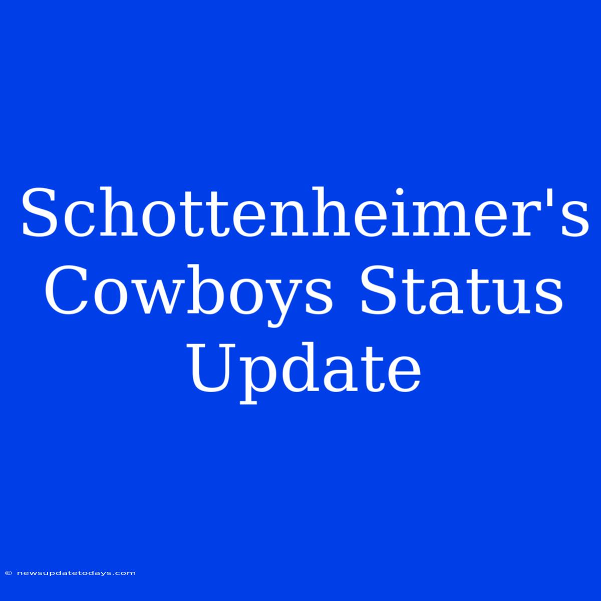 Schottenheimer's Cowboys Status Update