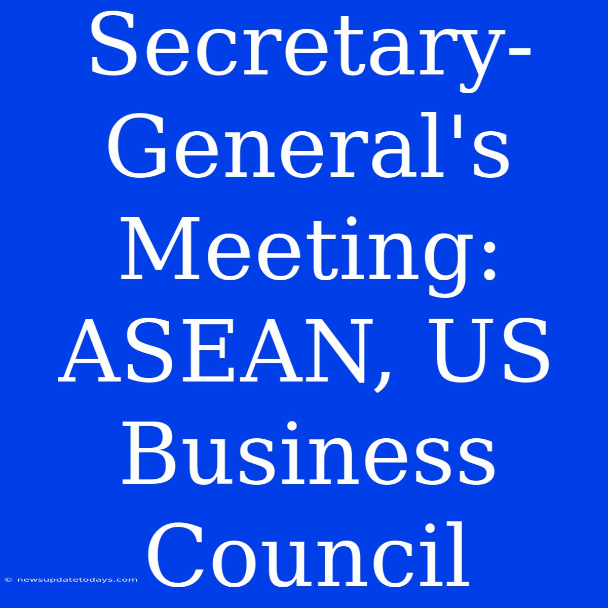 Secretary-General's Meeting: ASEAN, US Business Council