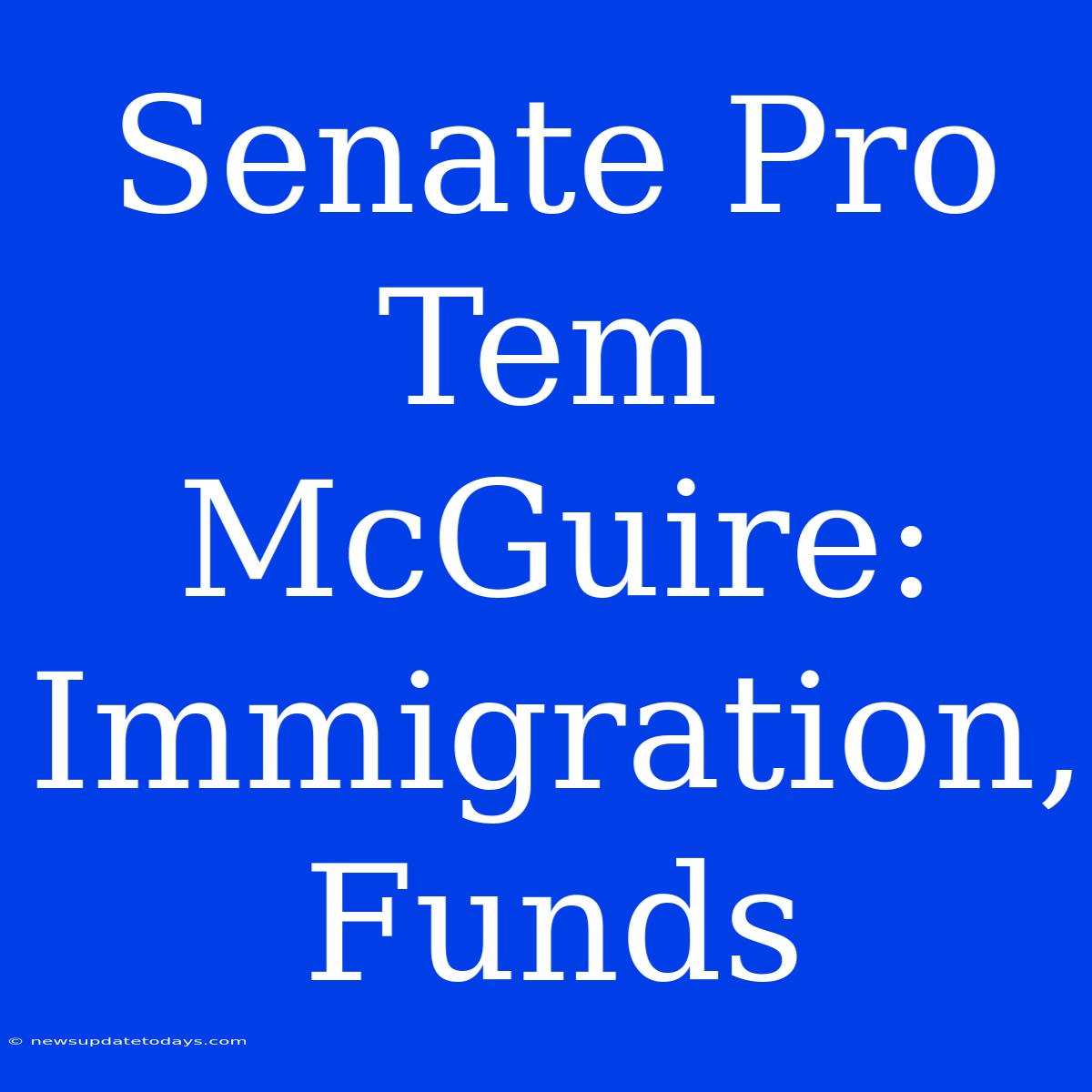 Senate Pro Tem McGuire: Immigration, Funds