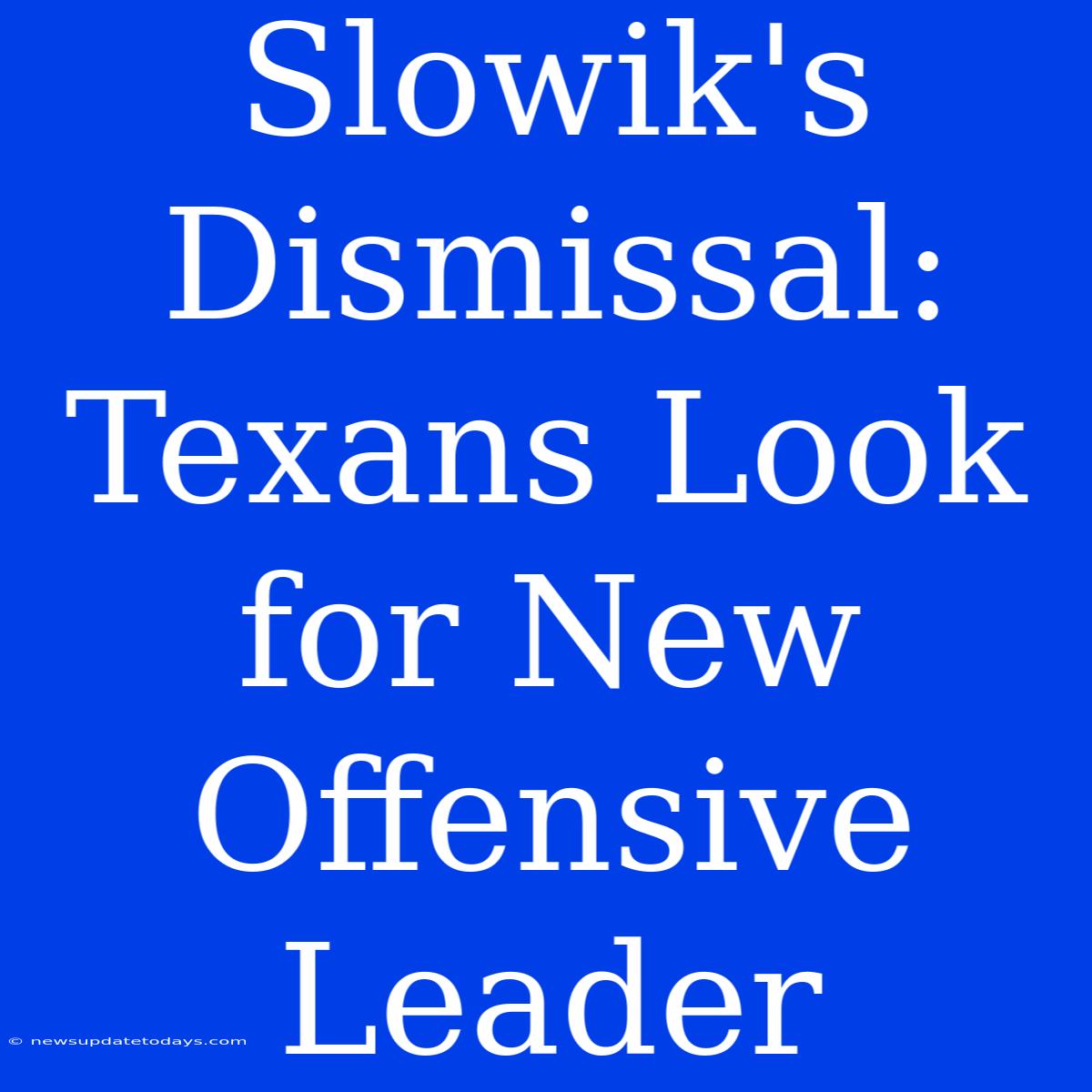 Slowik's Dismissal: Texans Look For New Offensive Leader