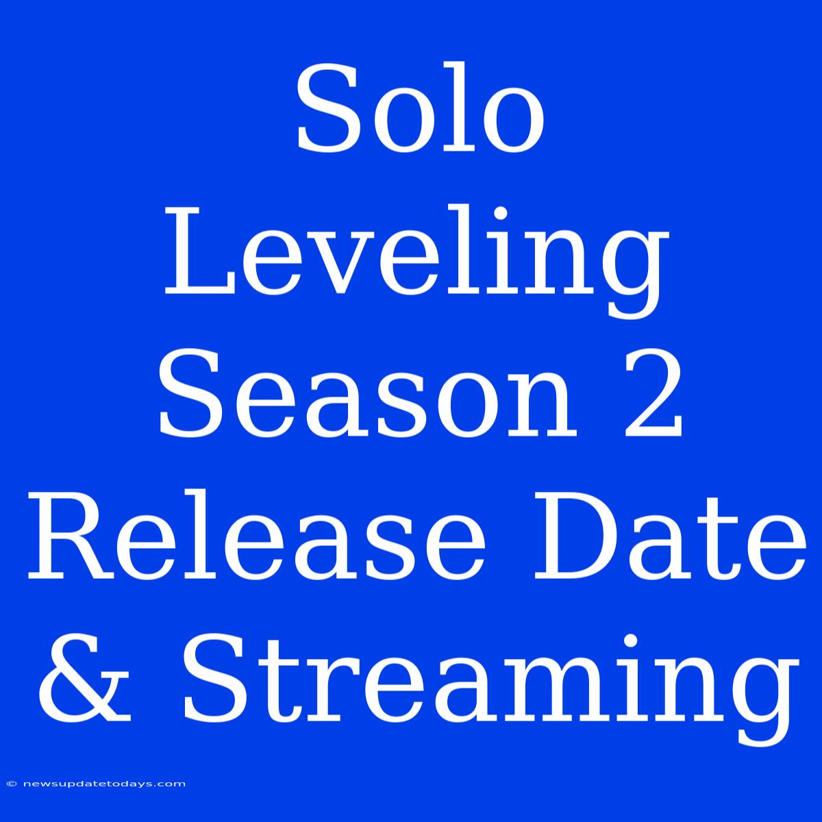 Solo Leveling Season 2 Release Date & Streaming