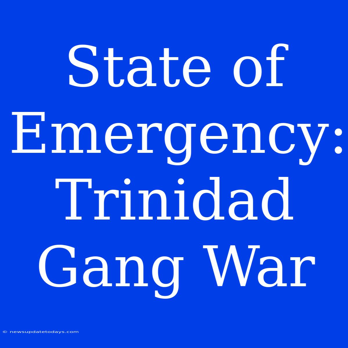 State Of Emergency: Trinidad Gang War