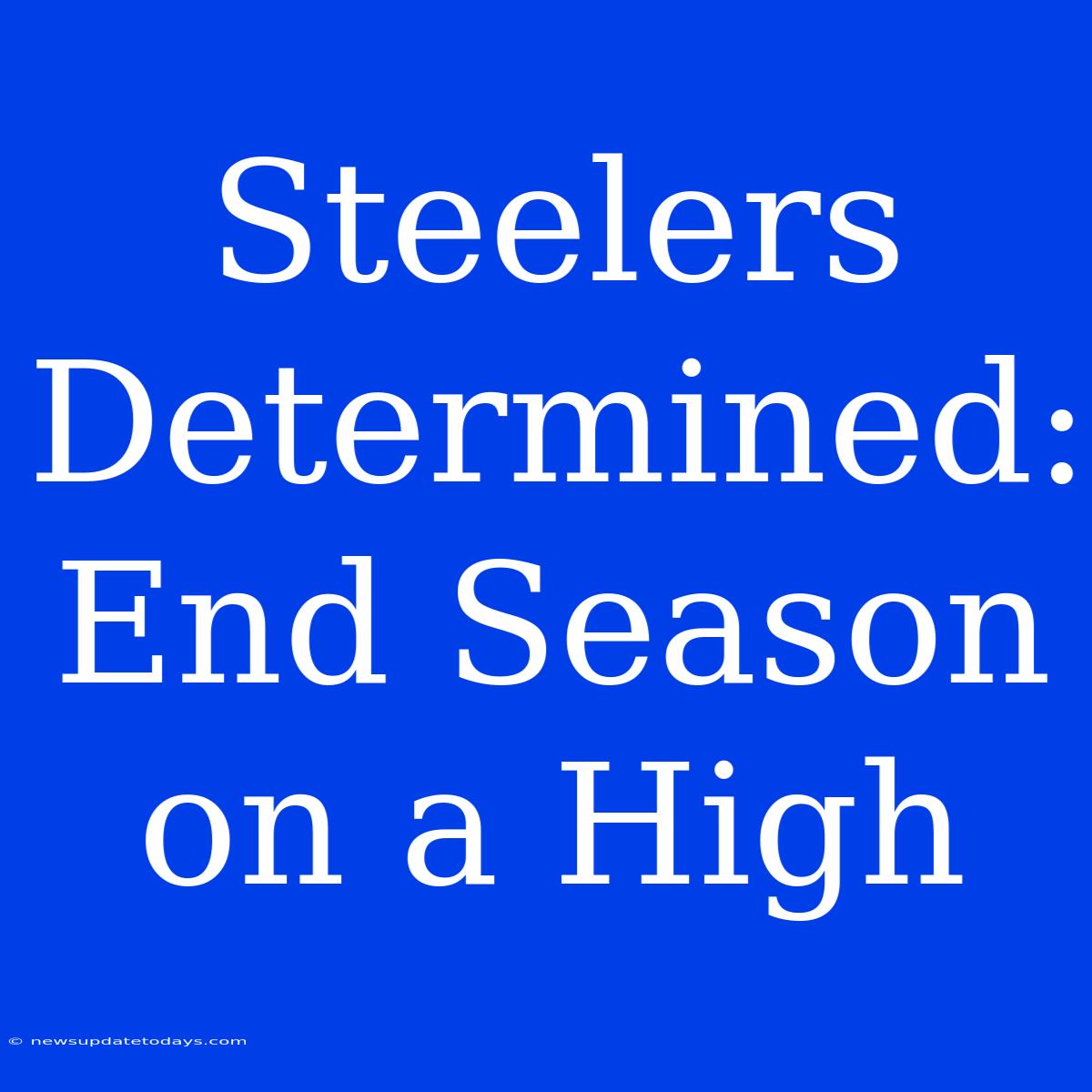 Steelers Determined: End Season On A High