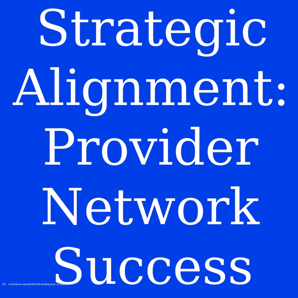 Strategic Alignment: Provider Network Success