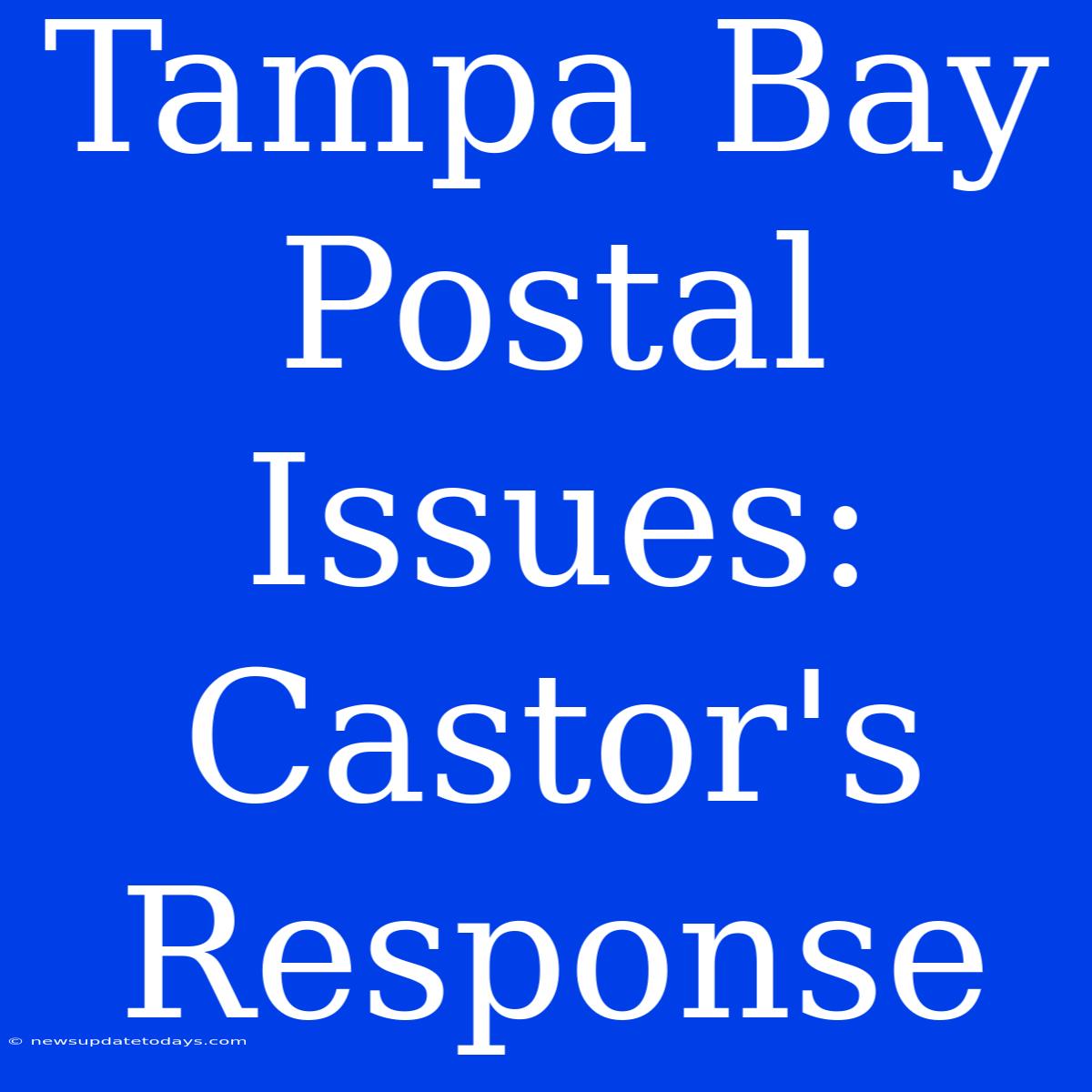 Tampa Bay Postal Issues: Castor's Response