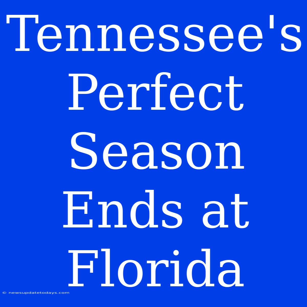 Tennessee's Perfect Season Ends At Florida