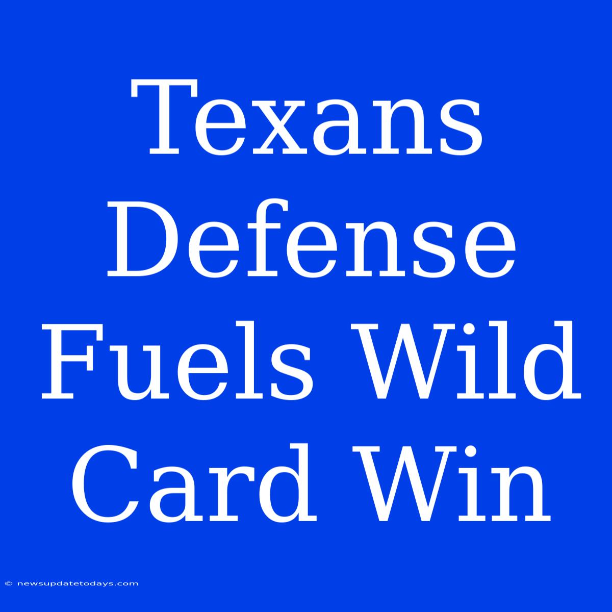 Texans Defense Fuels Wild Card Win