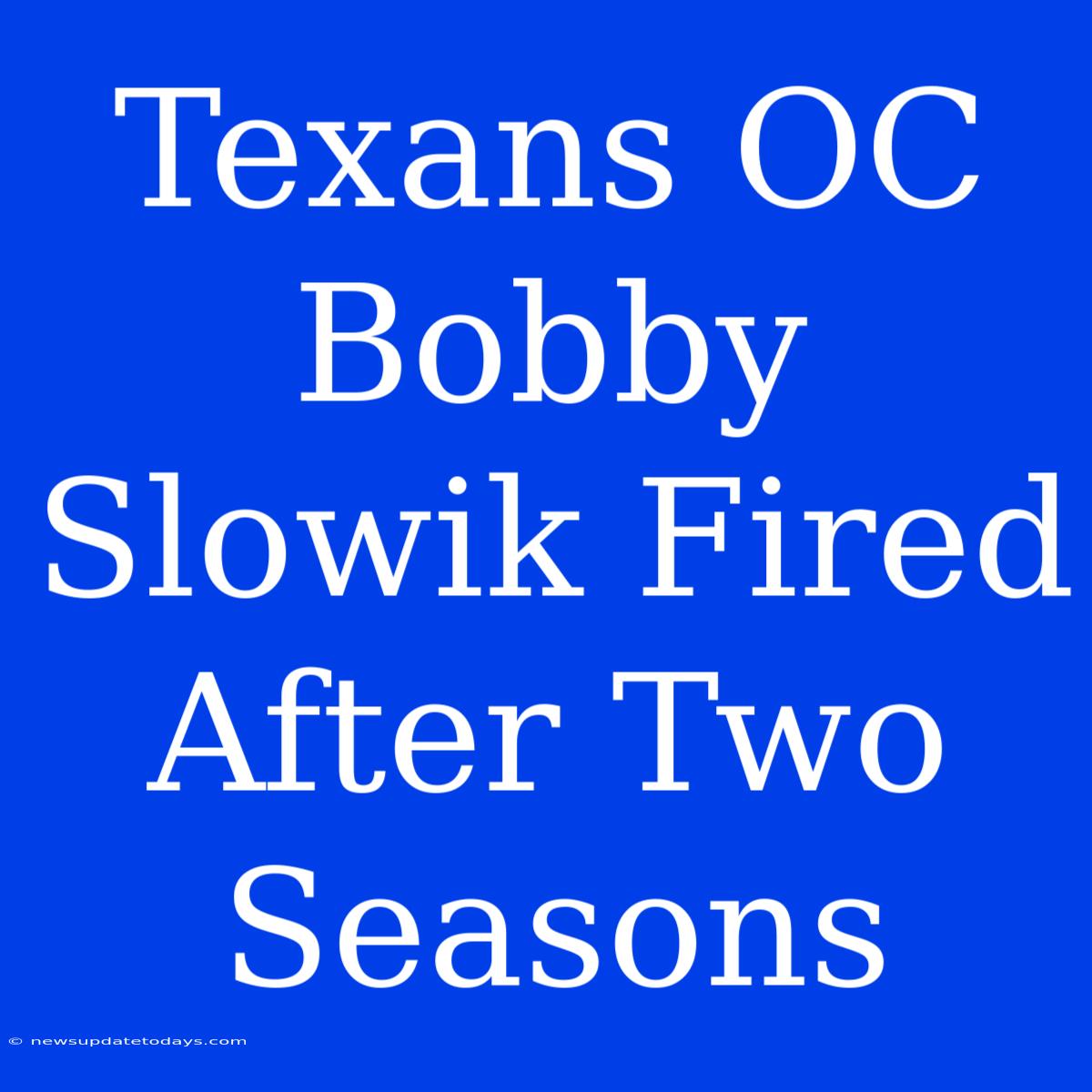 Texans OC Bobby Slowik Fired After Two Seasons