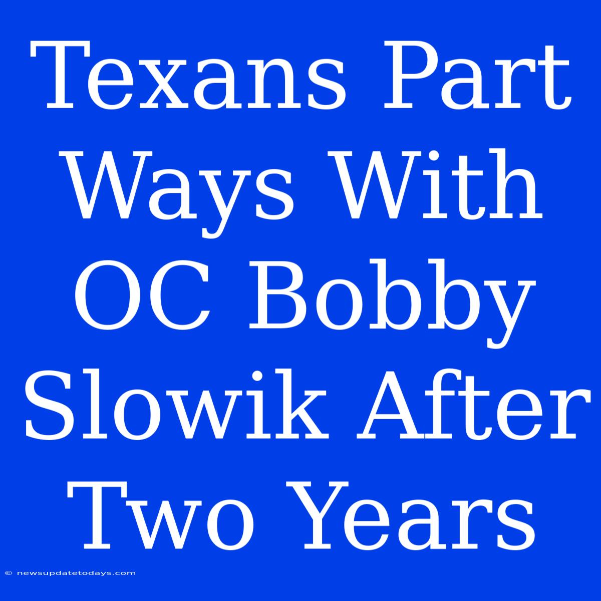 Texans Part Ways With OC Bobby Slowik After Two Years