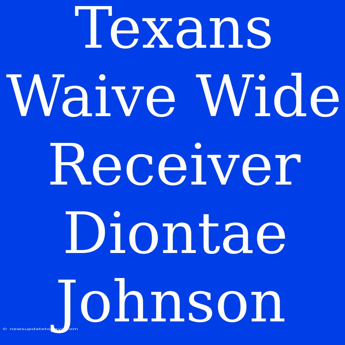 Texans Waive Wide Receiver Diontae Johnson