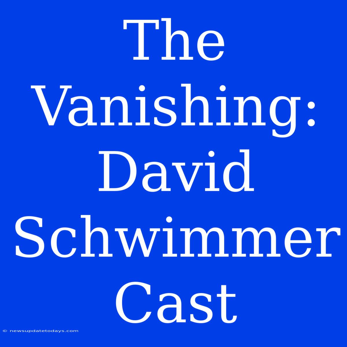 The Vanishing: David Schwimmer Cast