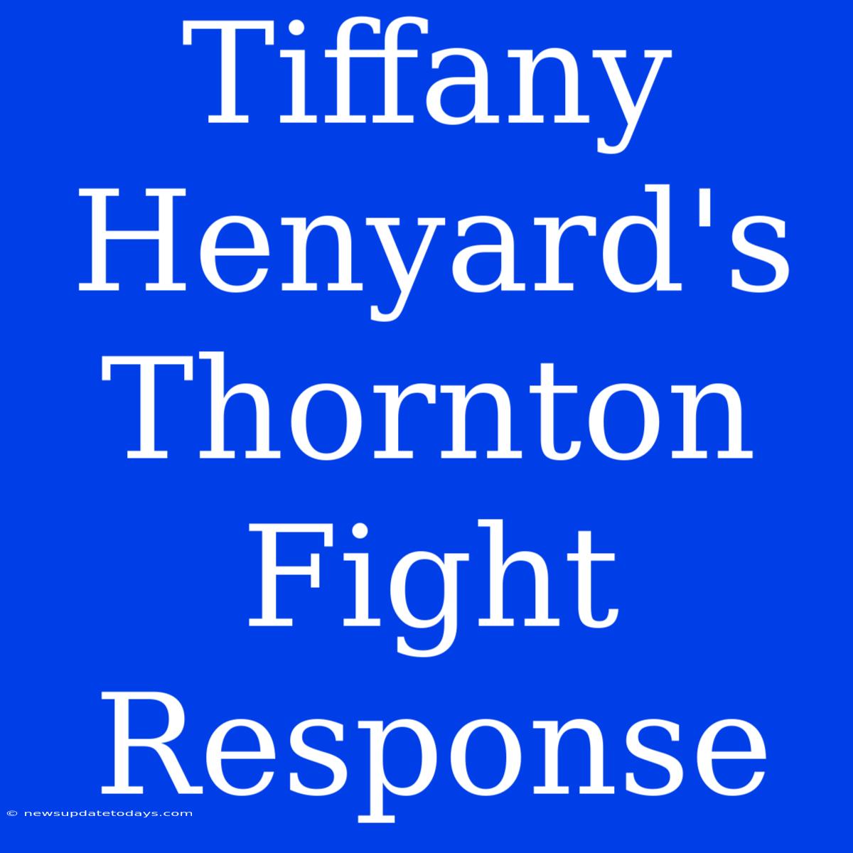 Tiffany Henyard's Thornton Fight Response