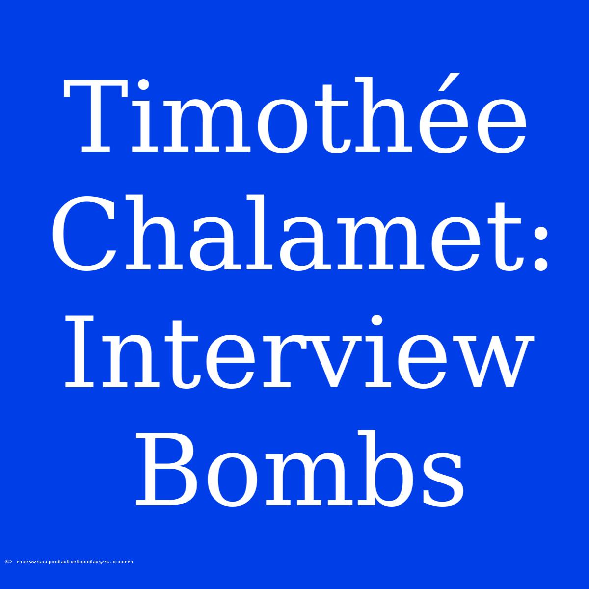 Timothée Chalamet: Interview Bombs