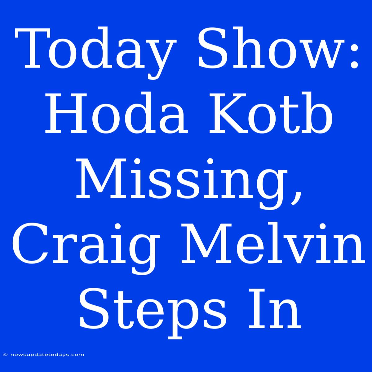 Today Show: Hoda Kotb Missing, Craig Melvin Steps In