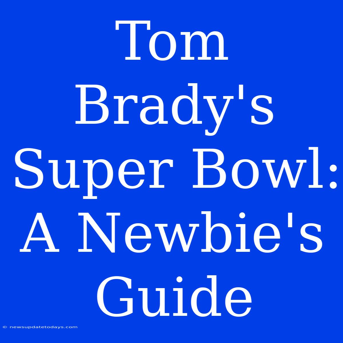 Tom Brady's Super Bowl: A Newbie's Guide