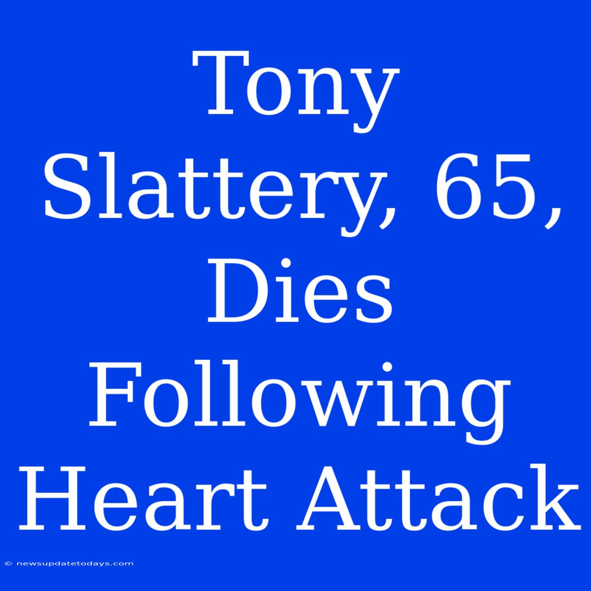 Tony Slattery, 65, Dies Following Heart Attack