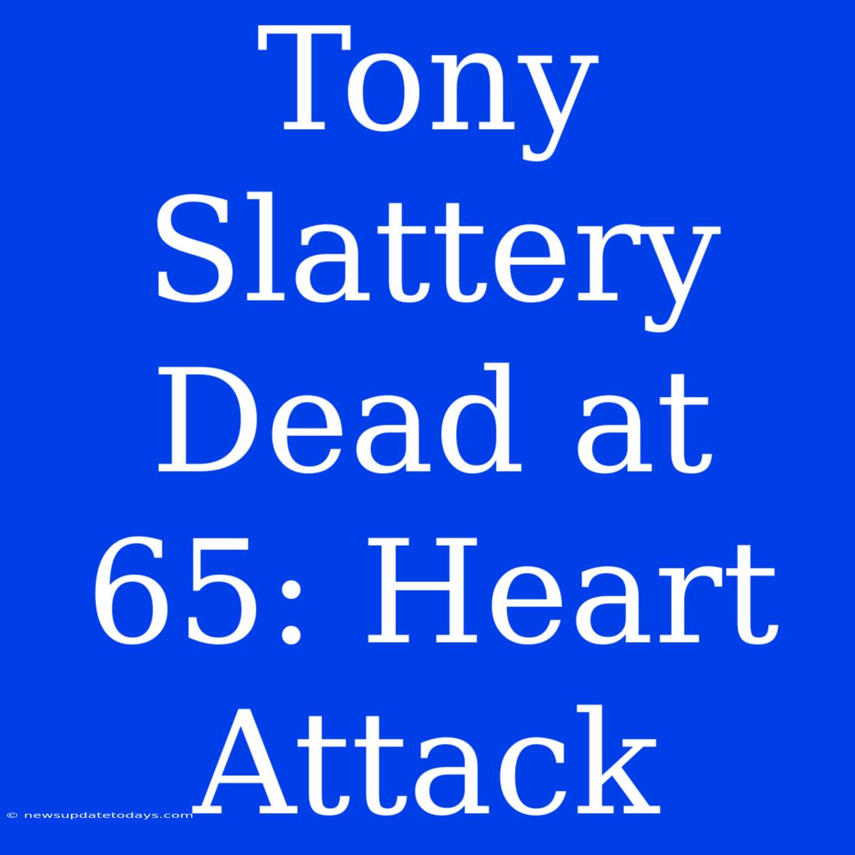 Tony Slattery Dead At 65: Heart Attack