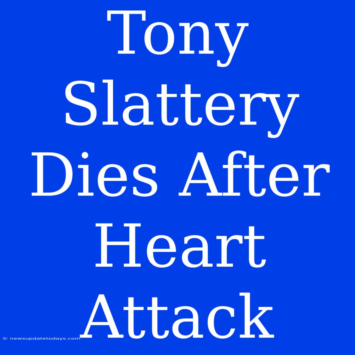 Tony Slattery Dies After Heart Attack