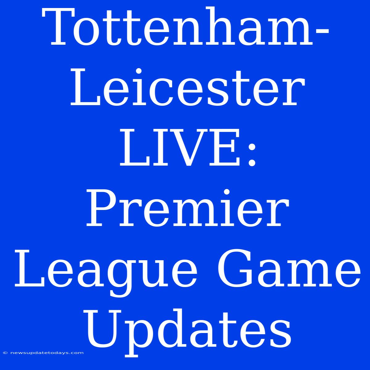 Tottenham-Leicester LIVE: Premier League Game Updates