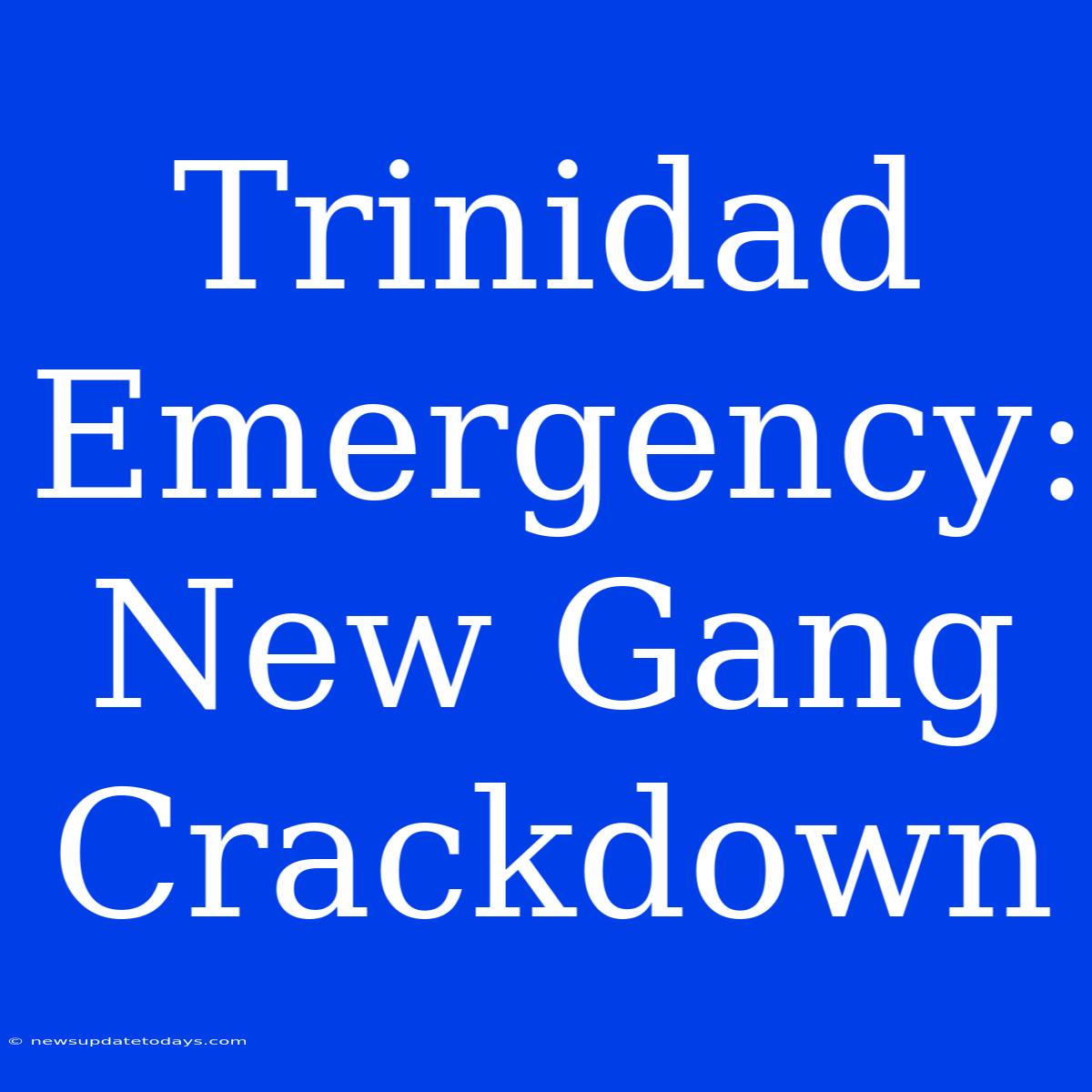 Trinidad Emergency: New Gang Crackdown