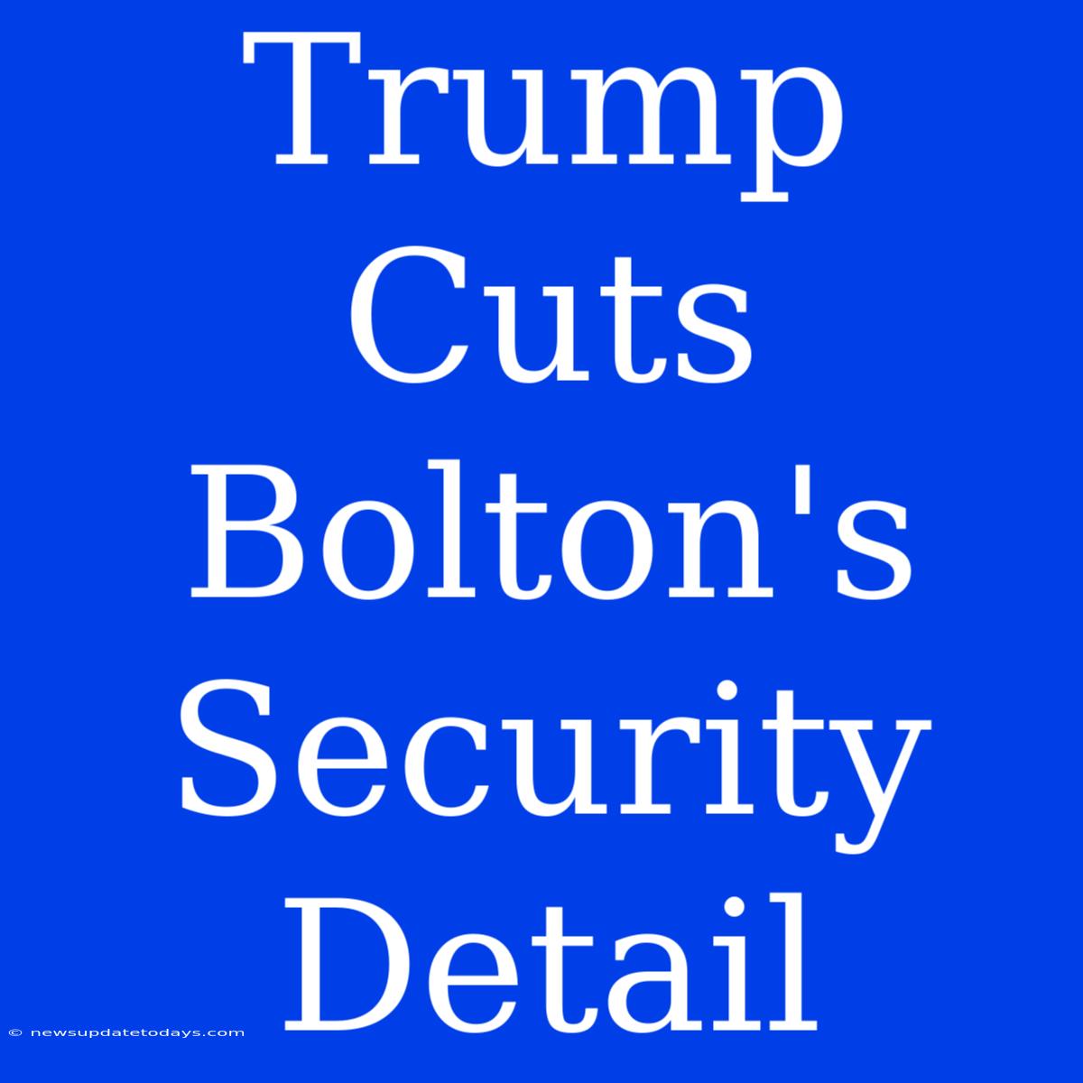 Trump Cuts Bolton's Security Detail